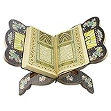 Quran StäNder Koran Halter Holz Groß Handgeschnitzter Abnehmbare BüCherregal Muslimischer Islam Buch StäNder FüR Islamische BüCher Und Bibellesen, 29 X 19 cm (Schwarz)